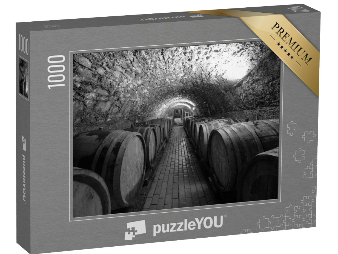 Puzzle de 1000 pièces « Tonneaux de vin dans une cave à vin »