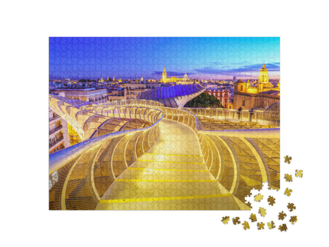 Puzzle de 1000 pièces « Space Metropol Parasol sur les toits de Séville, Espagne »