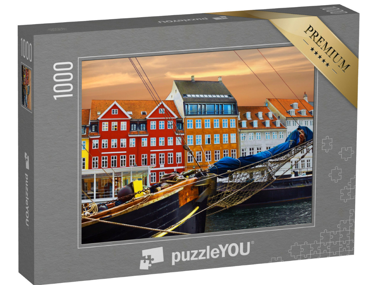 Puzzle de 1000 pièces « Yachts et maisons colorées sur le front de mer à Nyhavn »