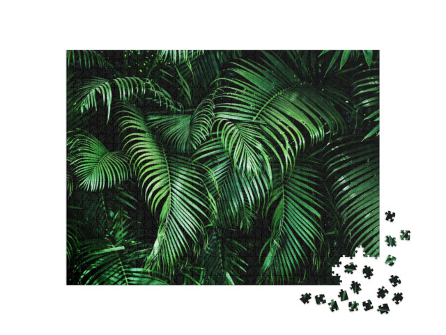 Puzzle de 1000 pièces « Feuilles de palmier tropicales, motifs floraux »