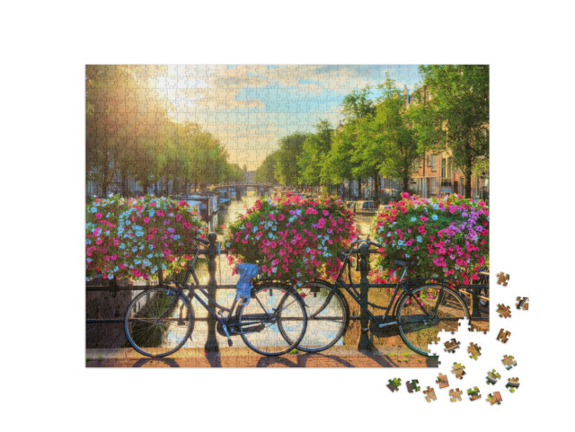 Puzzle de 1000 pièces « Les canaux d'Amsterdam, patrimoine mondial de l'UNESCO, Pays-Bas »