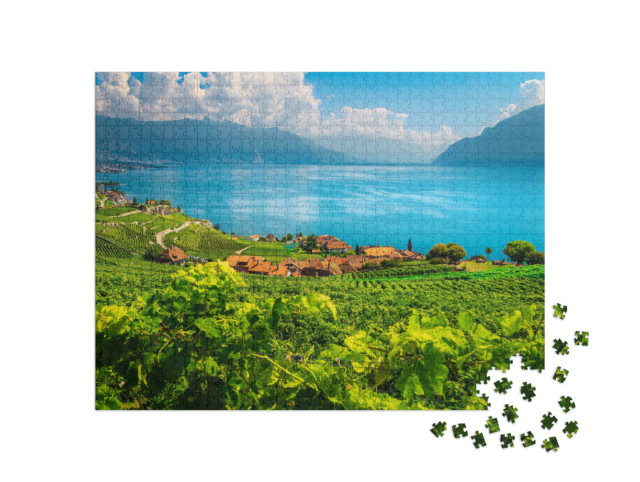 Puzzle de 1000 pièces « Vignobles pittoresques sur les coteaux de Rivaz, Suisse »