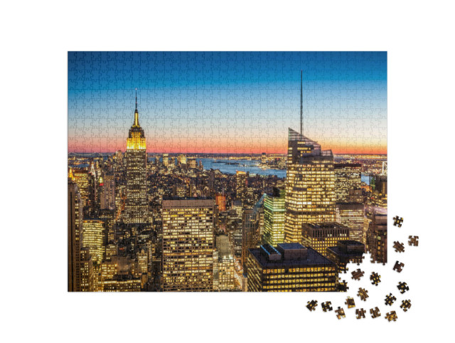 Puzzle de 1000 pièces « Lumières de lac à New York »