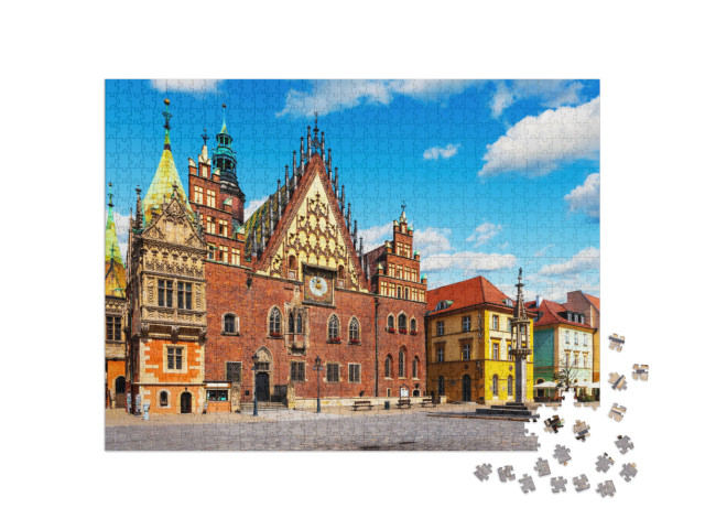 Puzzle de 1000 pièces « L'été à l'ancien hôtel de ville de Wroclaw, Pologne »