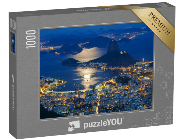 Puzzle de 1000 pièces « Vue nocturne du Pain de Sucre et de Botafogo à Rio de Janeiro »