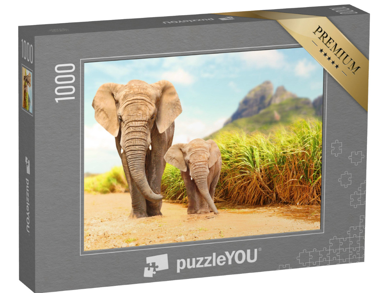 Puzzle de 1000 pièces « Eléphants d'Afrique de la brousse, réserve naturelle »