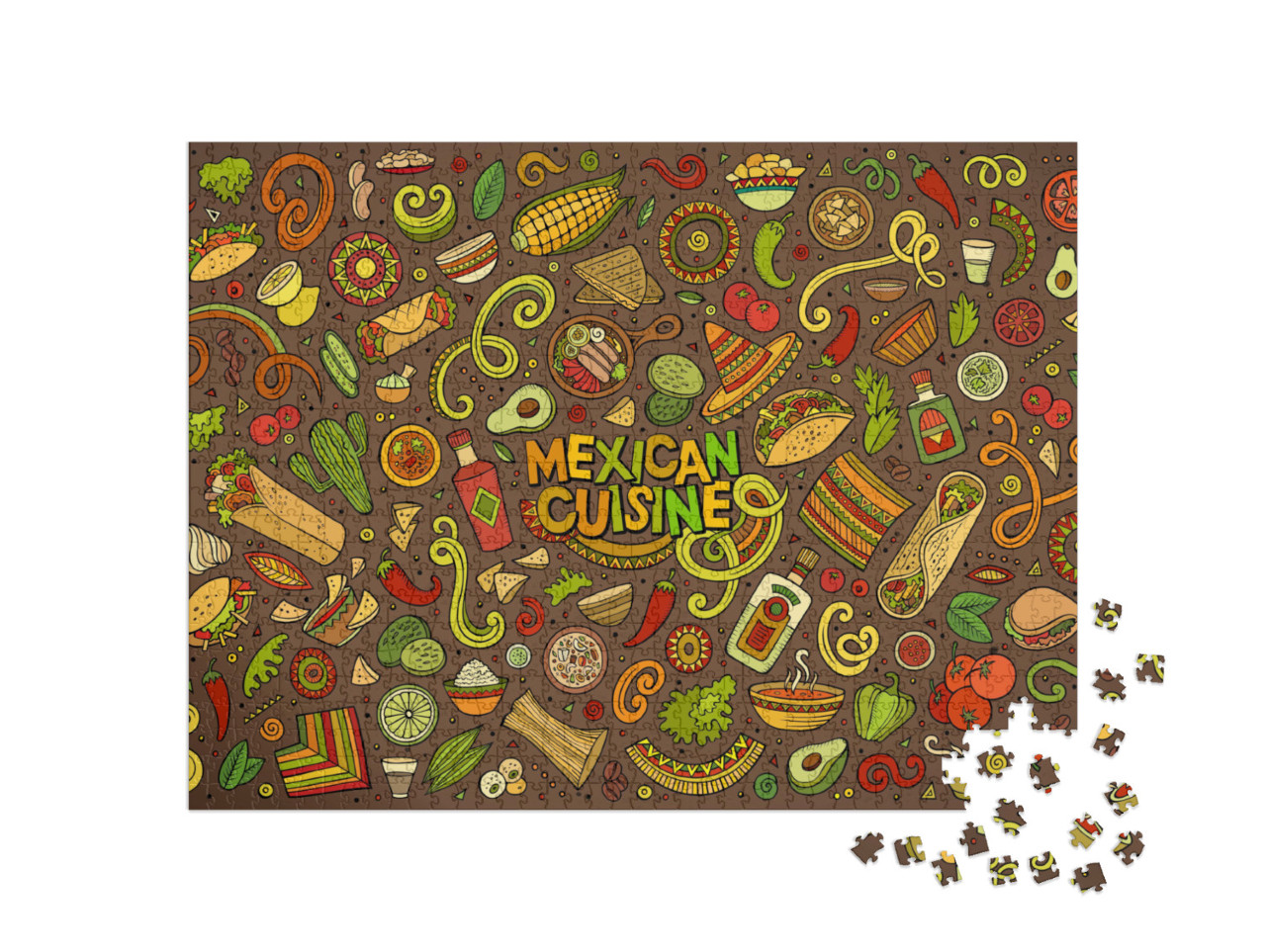 Puzzle de 1000 pièces « Mélange coloré de symboles typiquement mexicains »