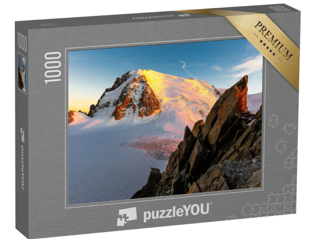 Puzzle de 1000 pièces « Mont Blanc du Tacul : soleil couchant dans les Alpes »