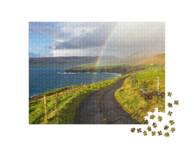Puzzle de 1000 pièces « Paysage d'Irlande avec un magnifique arc-en-ciel »