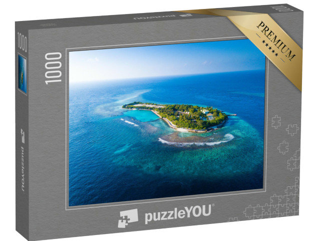 Puzzle de 1000 pièces « Vue aérienne d'une île tropicale de l'océan Indien, Maldives »