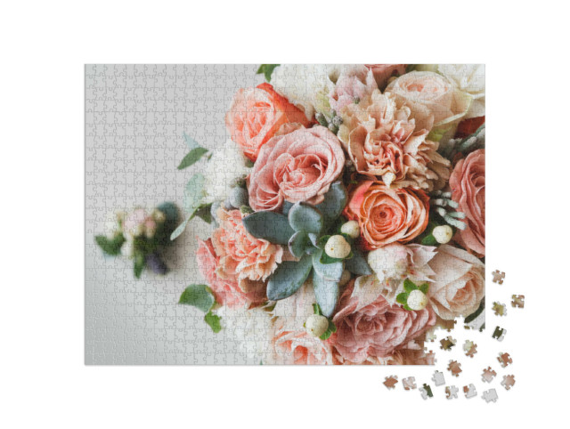 Puzzle de 1000 pièces « Bouquet de mariage de roses, pivoines »