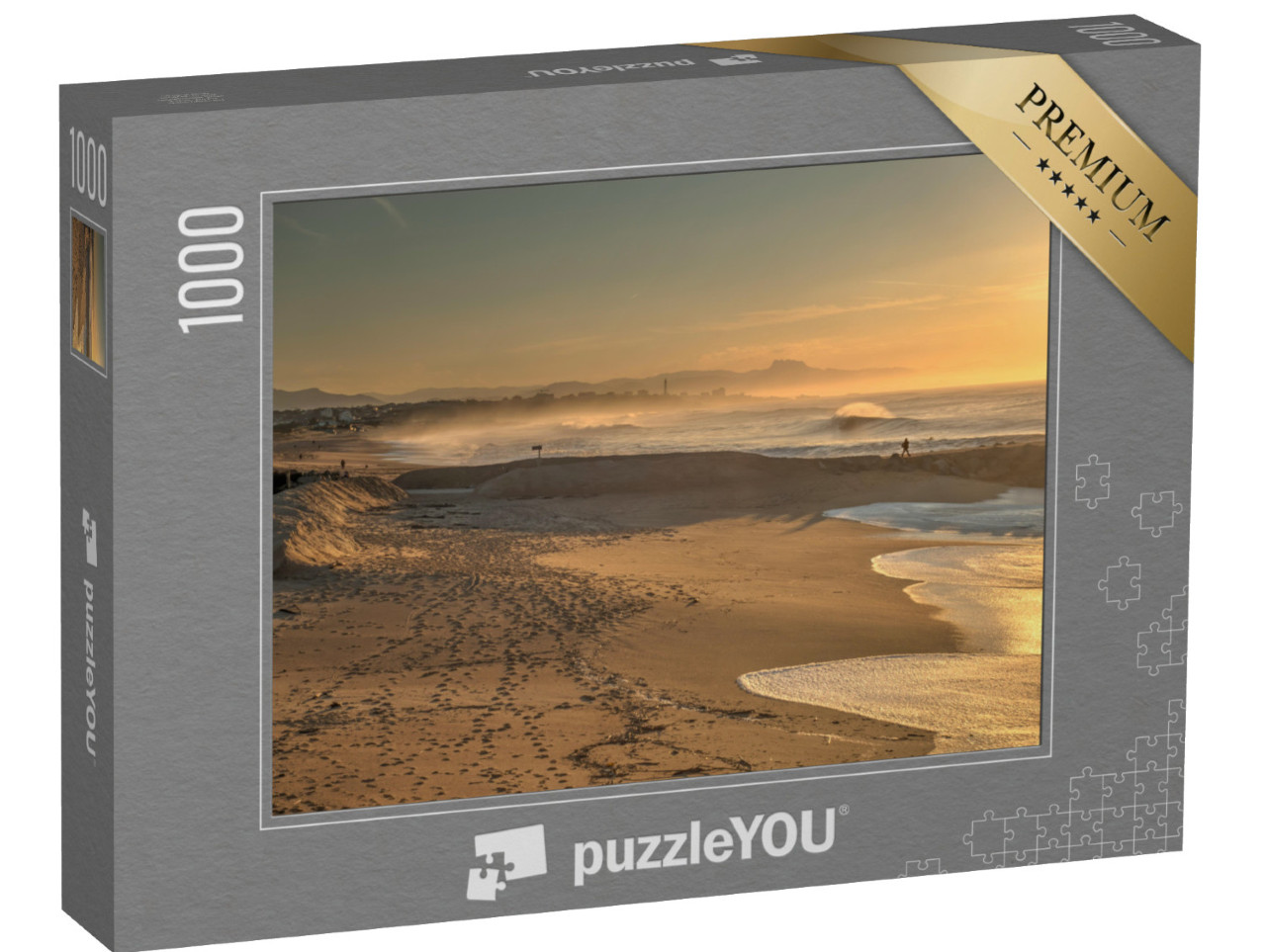 Puzzle de 1000 pièces « Coucher de soleil sur la plage de Biarritz, image HDR »