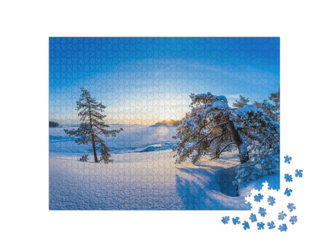 Puzzle de 1000 pièces « Pays des merveilles hivernales au lever du soleil »