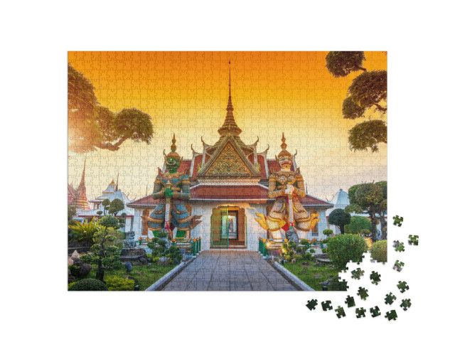 Puzzle de 1000 pièces « Wat Arun Tempel im Sonnenuntergang à Bangkok, Thaïlande »