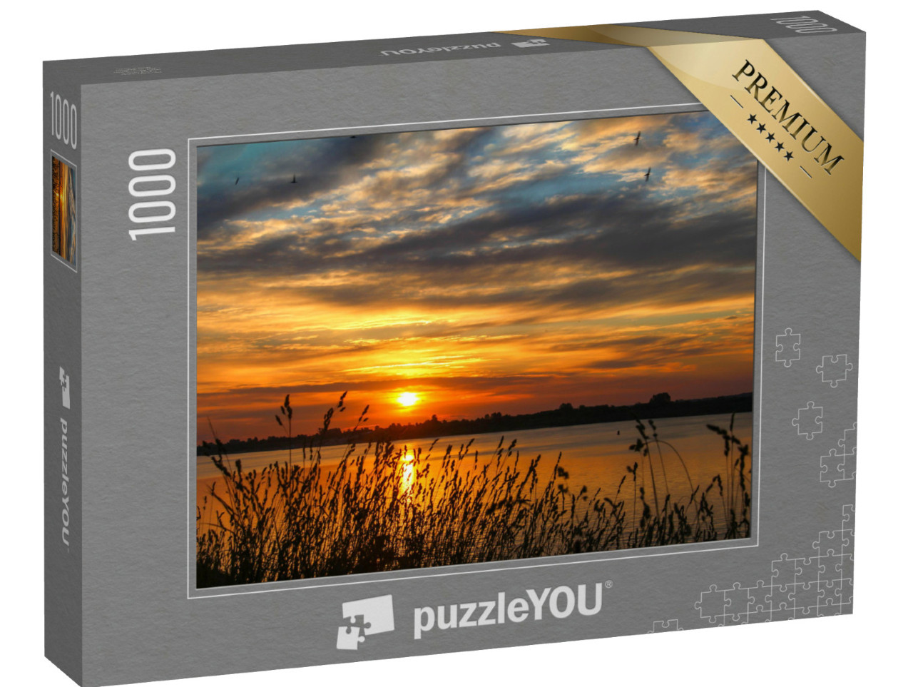 Puzzle de 1000 pièces « Coucher de soleil sur une rivière calme »