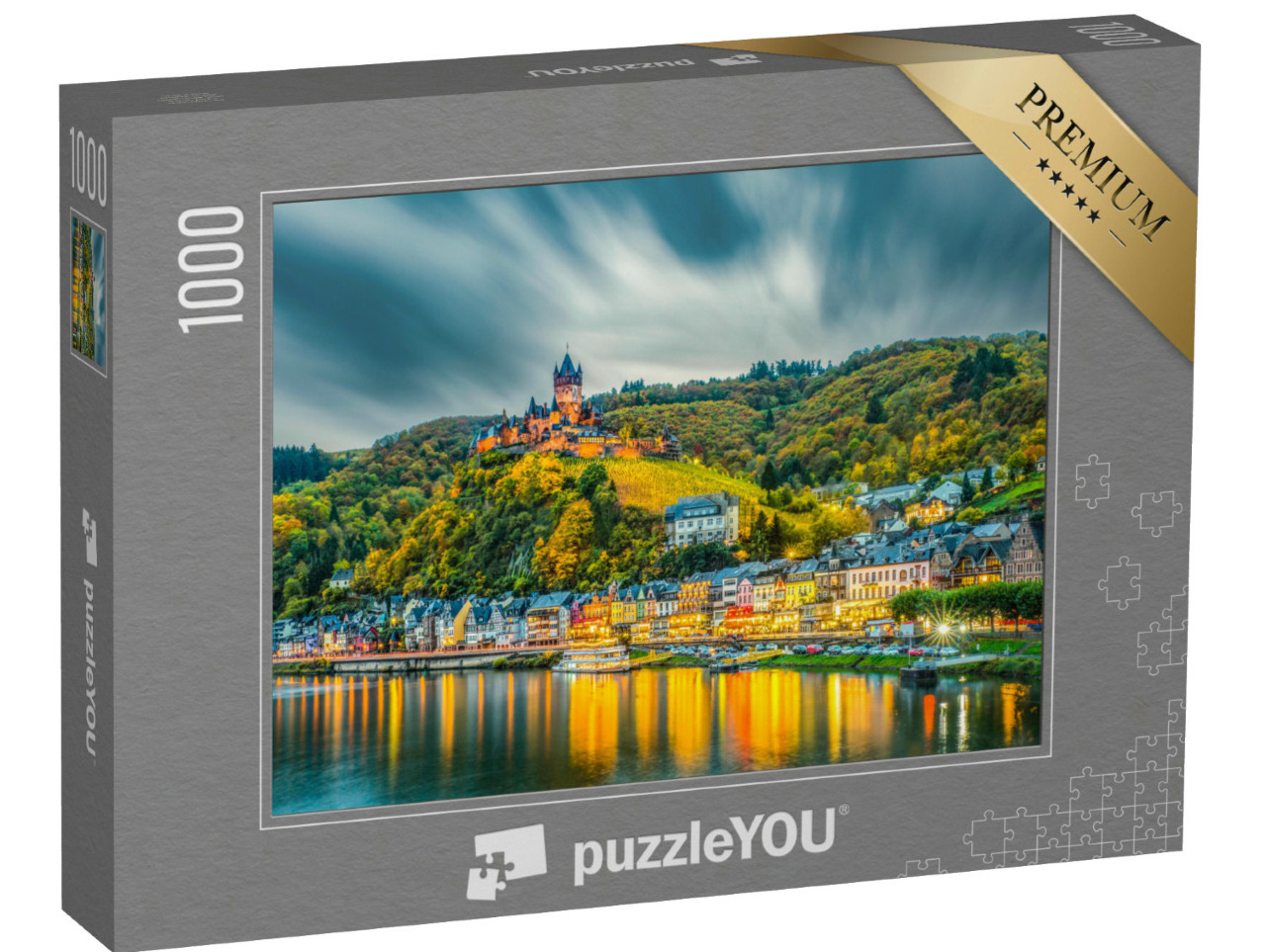 Puzzle de 1000 pièces « Le château de Reichsburg et la ville de Cochem sur la Moselle romantique »