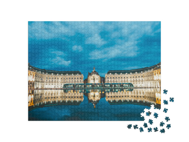 Puzzle de 1000 pièces « Place de la bourse avec reflet dans le miroir d'eau et tramway à Bordeaux, France »