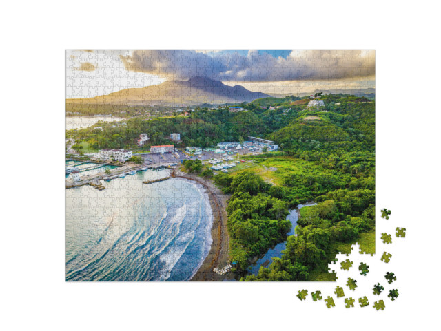 Puzzle de 1000 pièces « Vue aérienne d'une marina à Puerto Plata République dominicaine »
