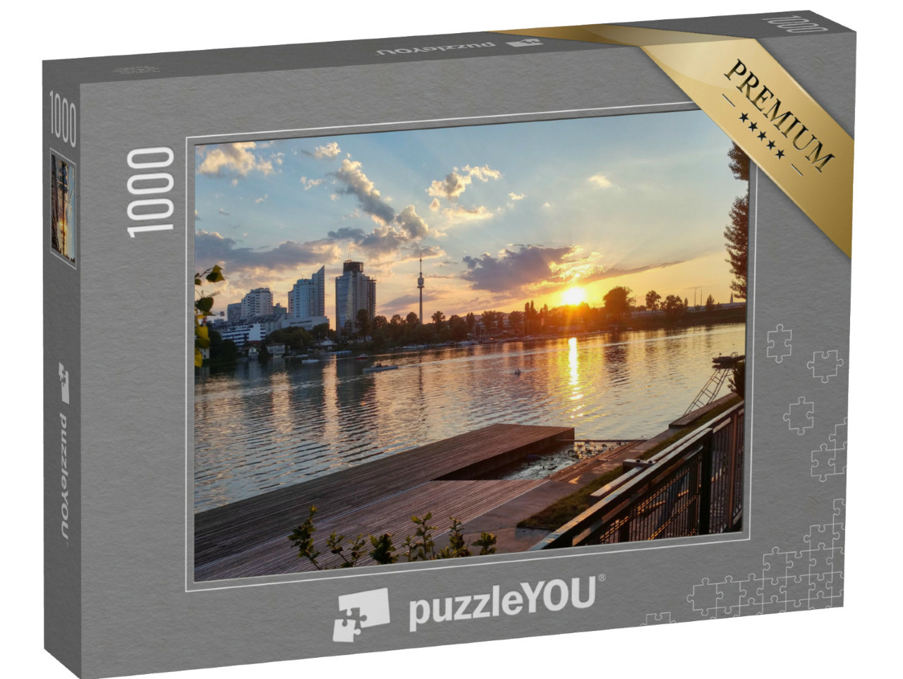 Puzzle de 1000 pièces « Vieux Danube au coucher du soleil, Vienne »