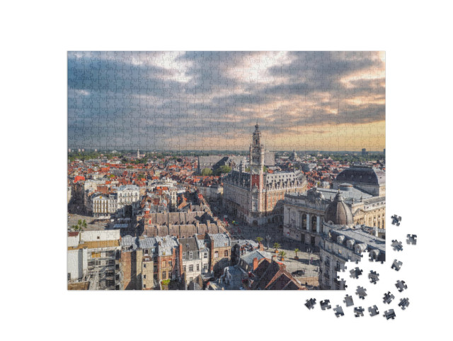 Puzzle de 1000 pièces « Skyline de l'historique Grand Place du Général-de-Gaulle, Lille »