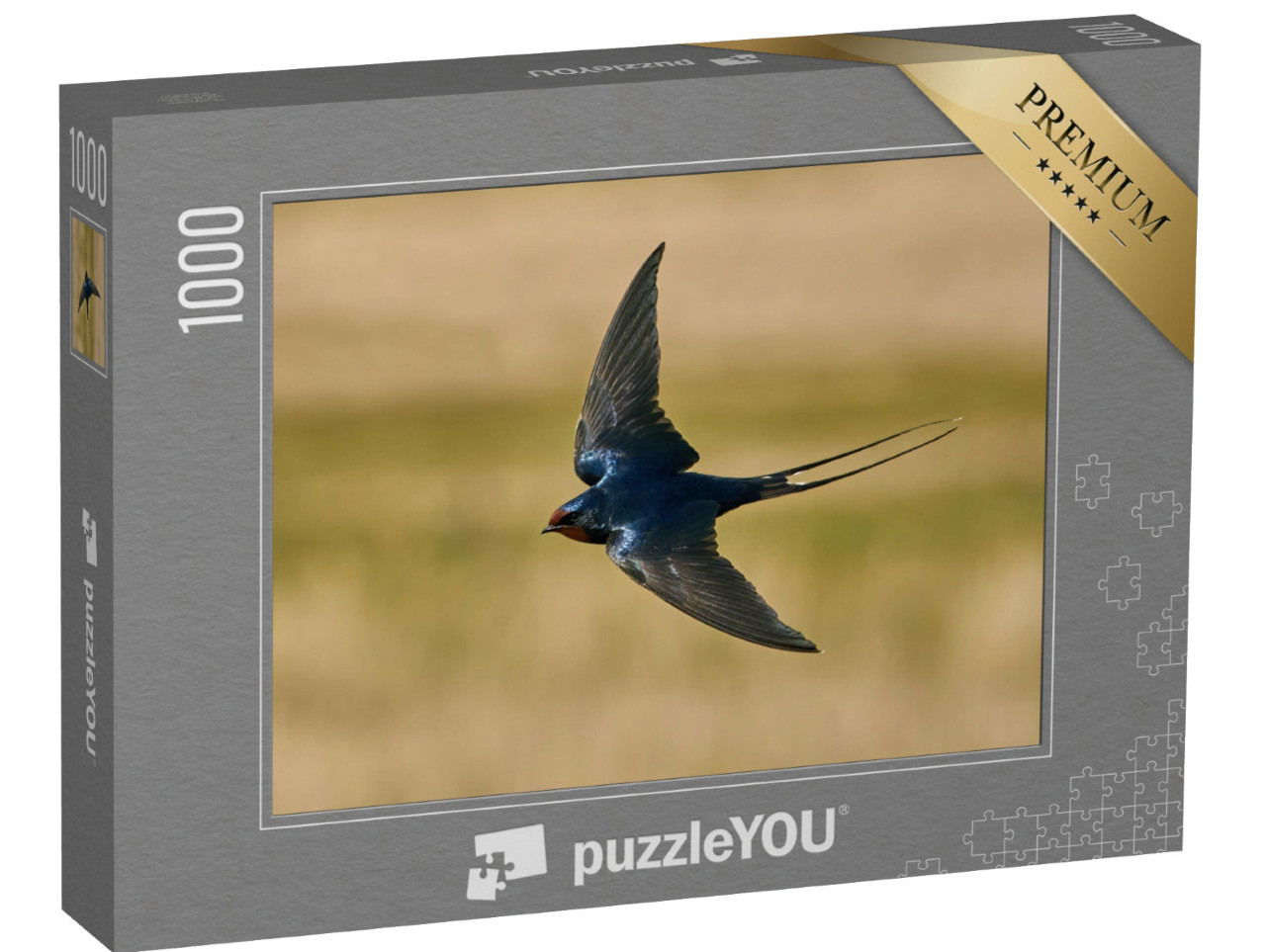 Puzzle de 1000 pièces « Hirondelle rustique, concentrée en vol »