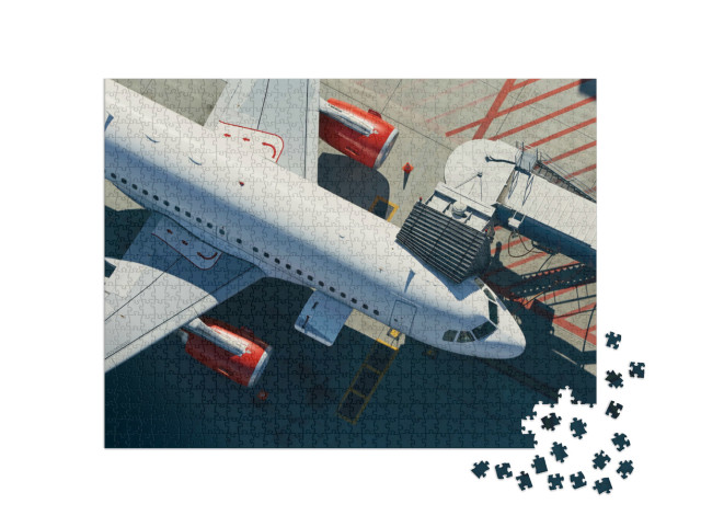 Puzzle de 1000 pièces « Préparation de l'avion avant le départ »