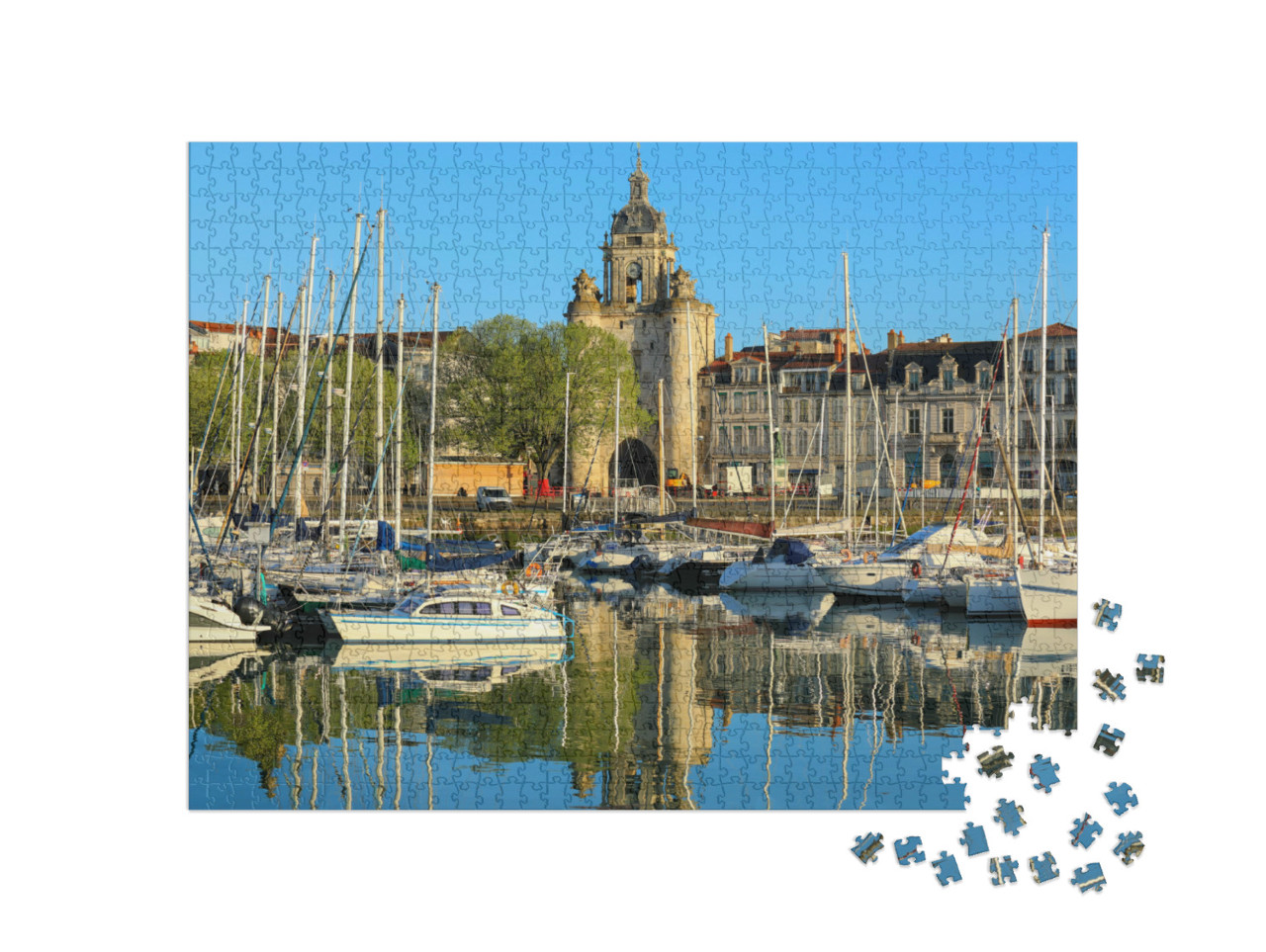 Puzzle de 1000 pièces « Vue panoramique sur le port et le centre-ville de La Rochelle, France, en été »