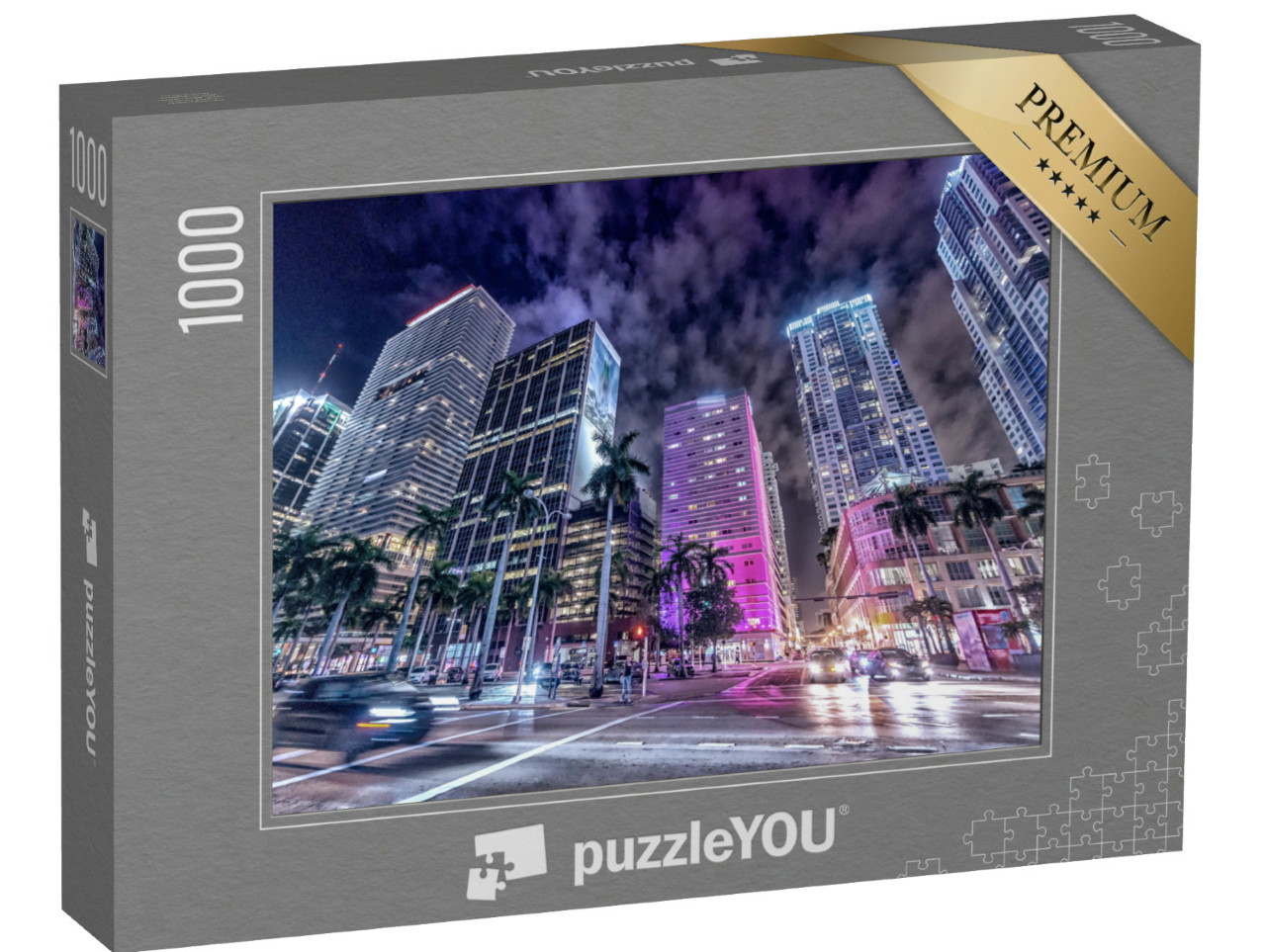 Puzzle de 1000 pièces « Le centre-ville de Miami la nuit »