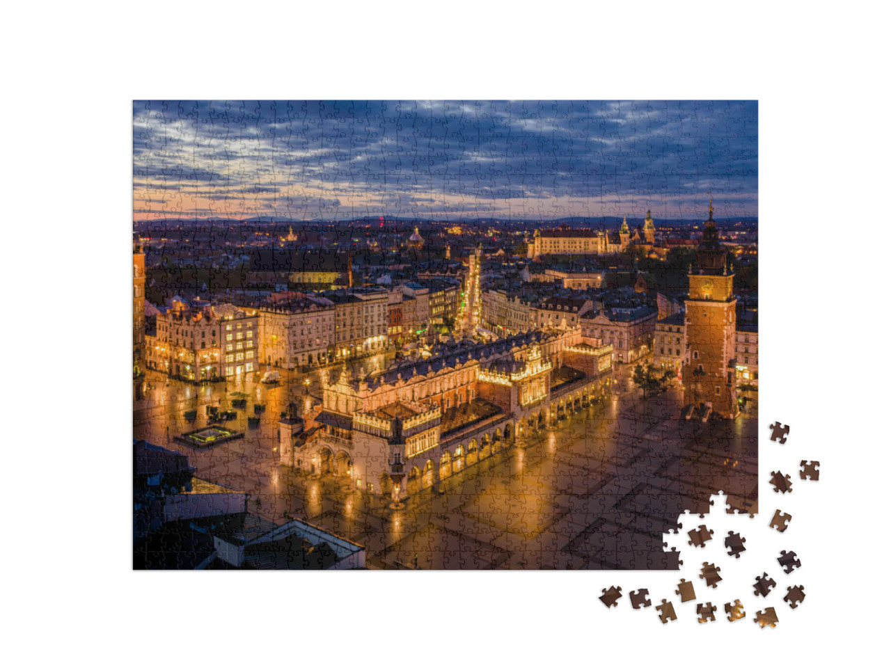 Puzzle de 1000 pièces « Place centrale de Cracovie, Pologne »