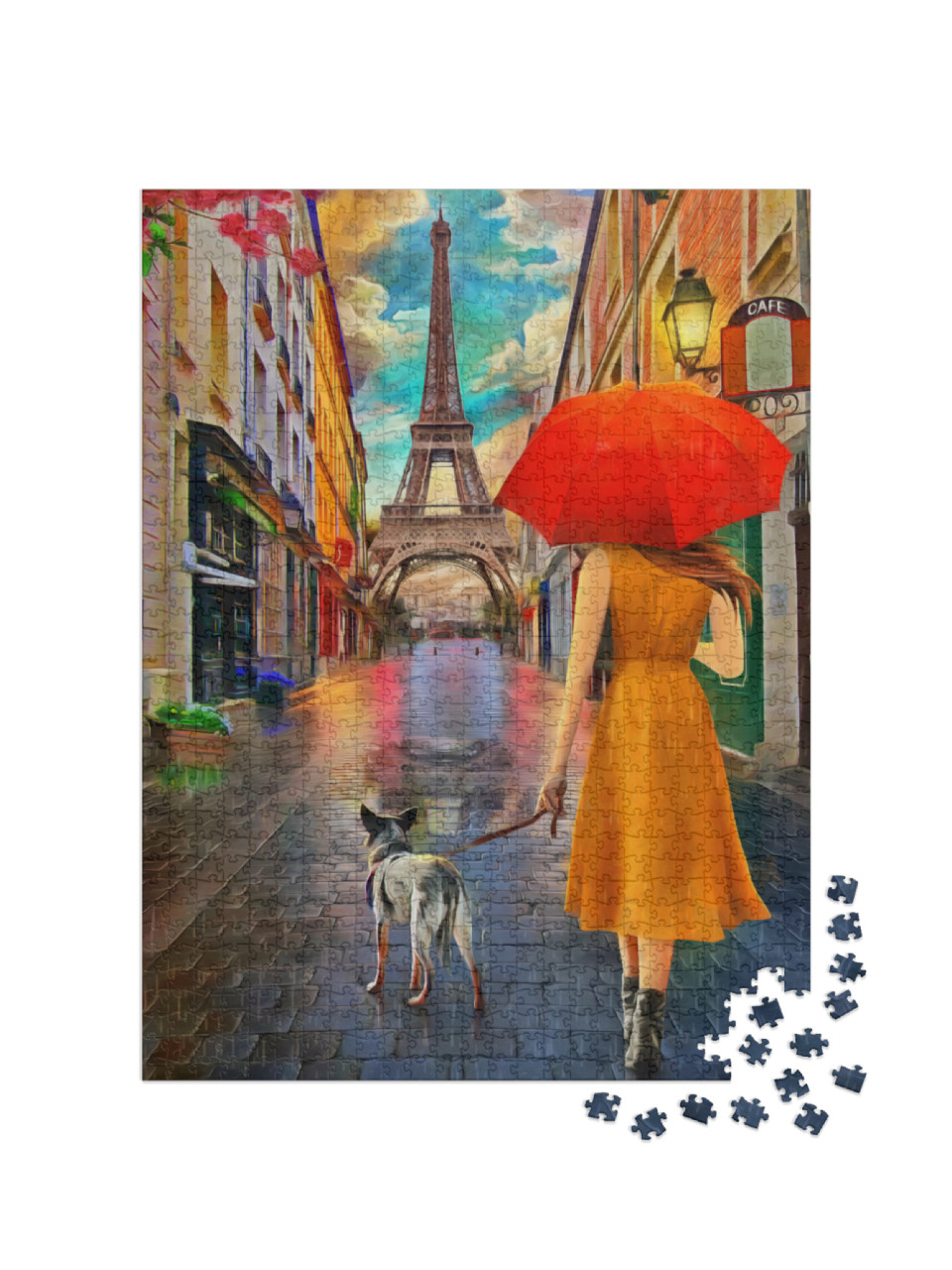 Puzzle de 1000 pièces « Peinture à l'huile : Jour de pluie à Paris »