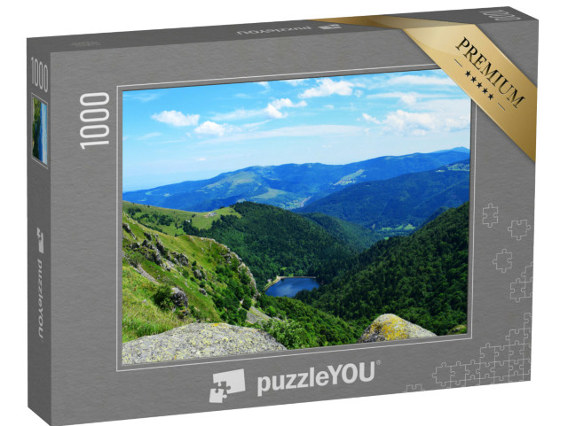 Puzzle de 1000 pièces « Vue sur un lac avec un arrière-plan alpin, Vosges, Alsace, France »