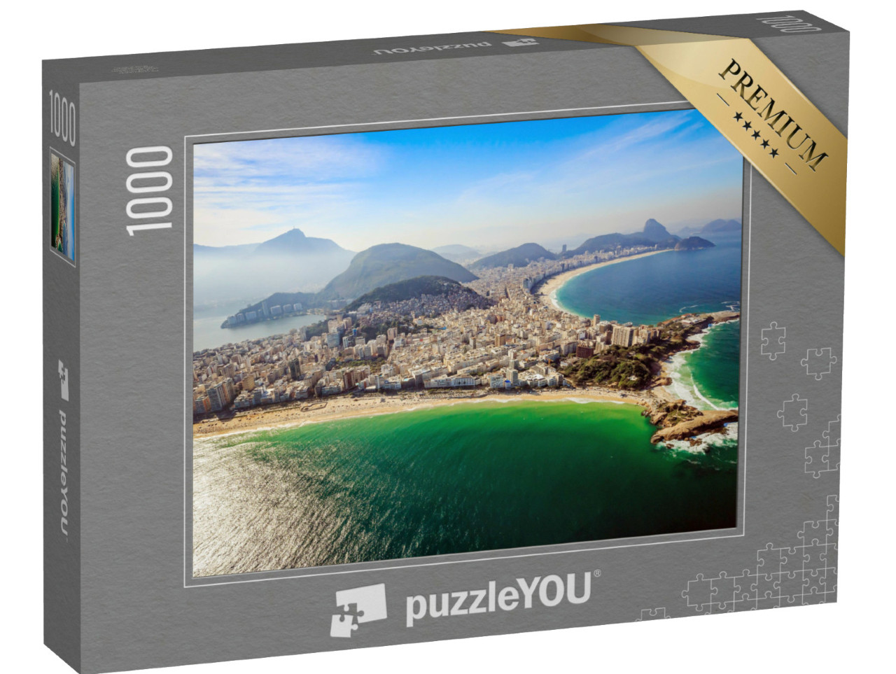 Puzzle de 1000 pièces « Vue aérienne des célèbres plages de Copacabana et d'Ipanema »