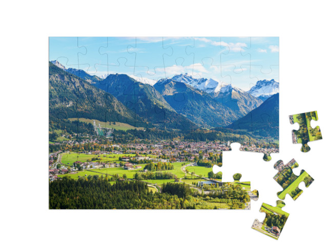 Puzzle de 48 pièces « Vue panoramique d'Obersdorf en Allgäu »