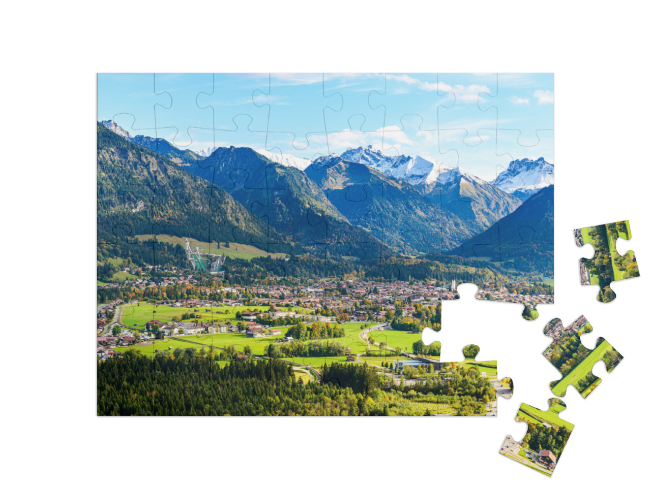 Puzzle de 48 pièces « Vue panoramique d'Obersdorf en Allgäu »