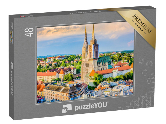 Puzzle de 48 pièces « Cathédrale de Zagreb : Vue aérienne de la Croatie »