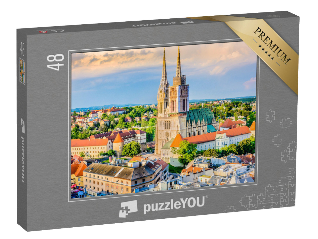 Puzzle de 48 pièces « Cathédrale de Zagreb : Vue aérienne de la Croatie »
