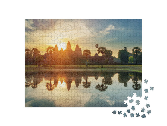 Puzzle de 1000 pièces « Tours de l'ancien temple d'Angkor Wat au Cambodge »