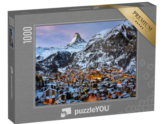 Puzzle de 1000 pièces « Vue aérienne de la vallée de Zermatt et du sommet du Cervin »