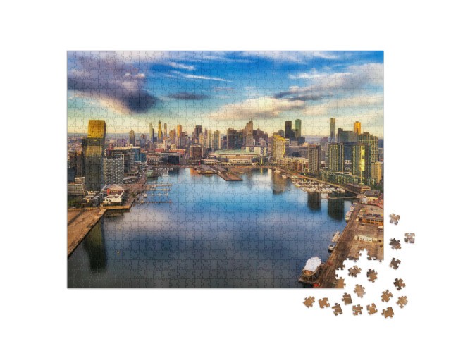 Puzzle de 1000 pièces « Rivière Yarra : banlieue de Melbourne, Docklands, Australie »