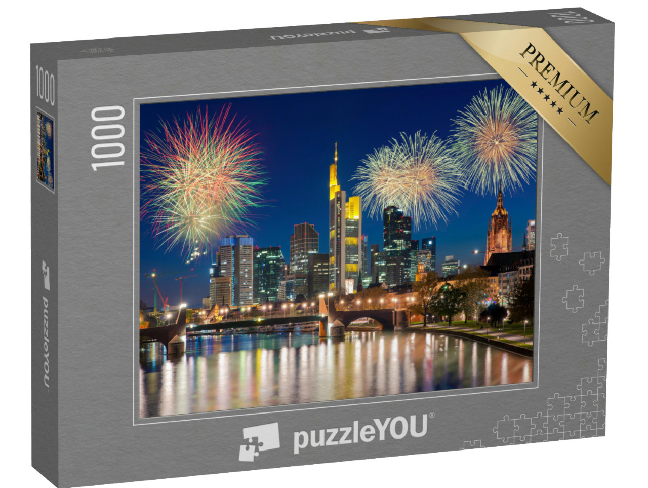 Puzzle de 1000 pièces « Feux d'artifice au-dessus de Francfort-sur-le-Main, Allemagne »