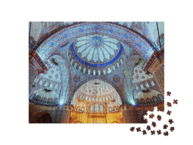 Puzzle de 1000 pièces « Intérieur de la Mosquée Bleue à Istanbul »