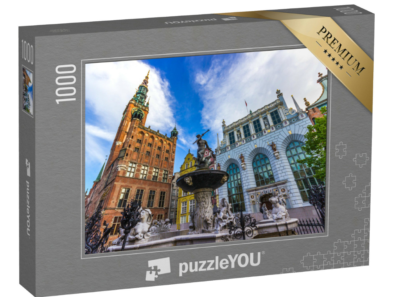 Puzzle de 1000 pièces « Célèbre fontaine de Neptune, Gdansk, Pologne »