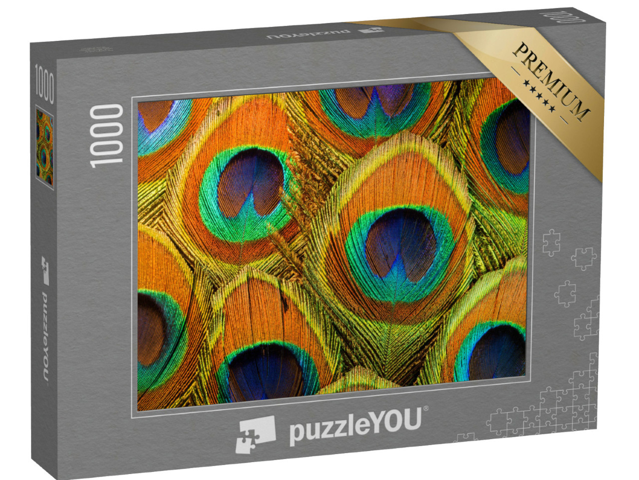 Puzzle de 1000 pièces « Plumes de paon multicolores »