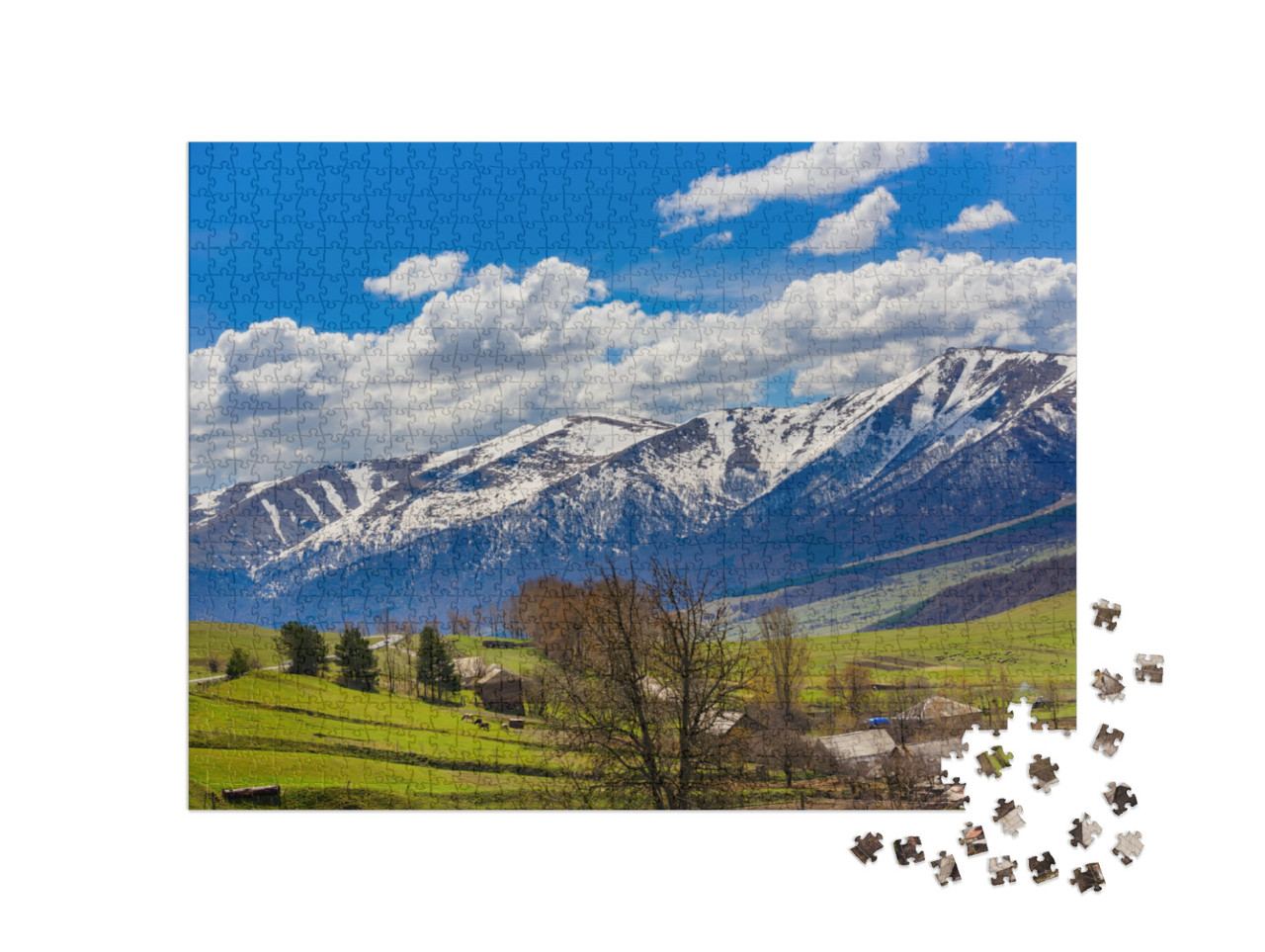 Puzzle de 1000 pièces « Village de Lermontovo et beau paysage de montagne, Arménie »