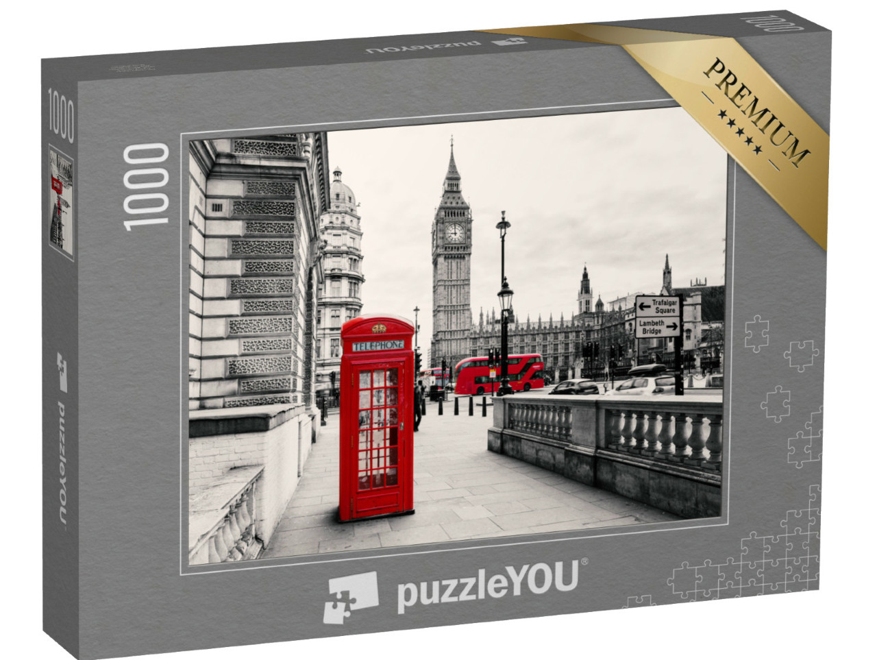 Puzzle de 1000 pièces « Cabine téléphonique rouge : l'emblème de Londres, Angleterre »