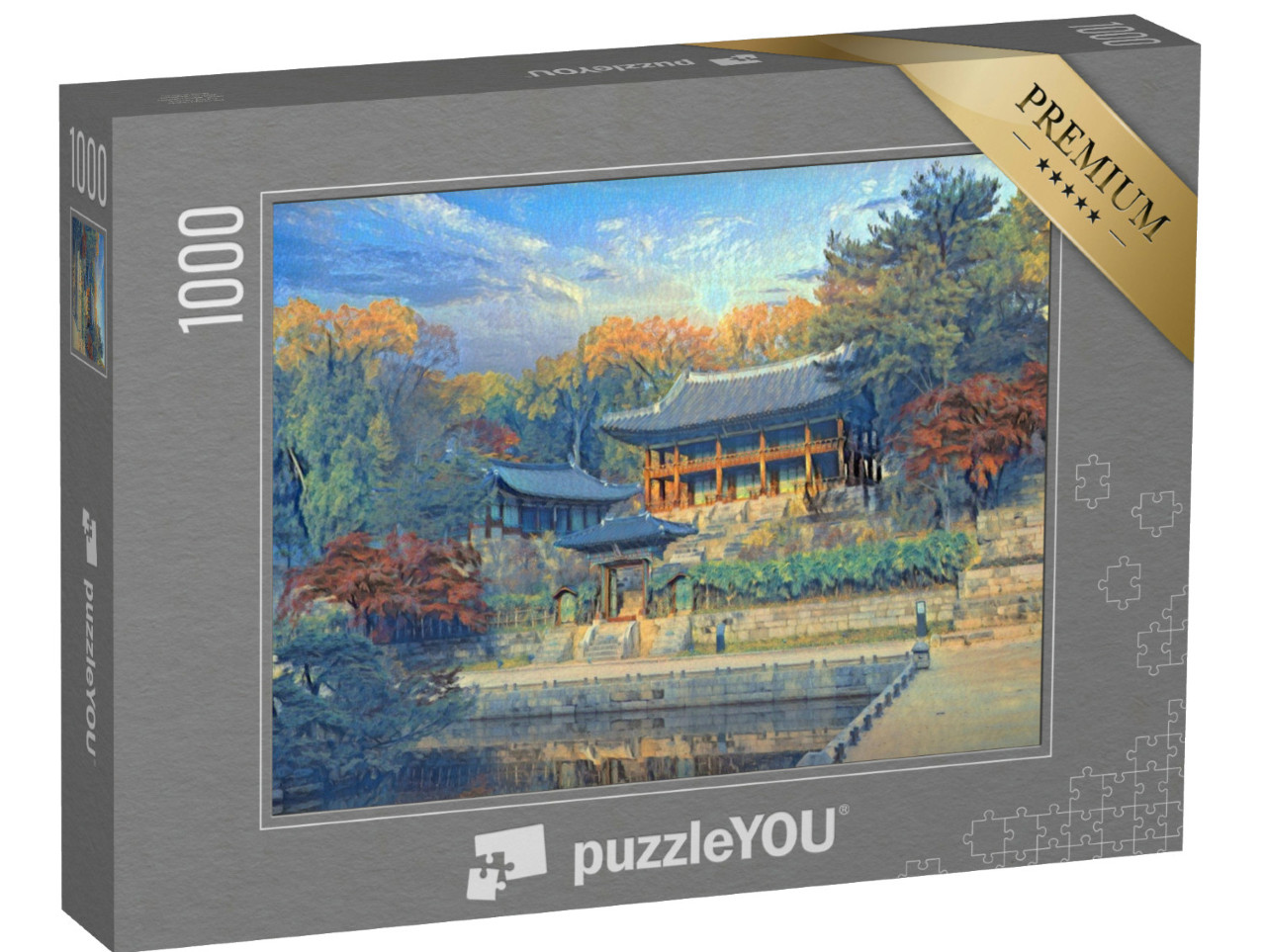 Puzzle de 1000 pièces « dans le style de Paul-Cezanne - Automne au Palais Changdeokgung à Séoul Corée du Sud »