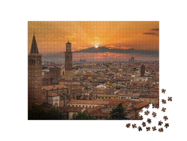 Puzzle de 1000 pièces « Vérone au coucher du soleil, Italie »