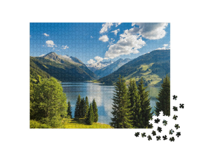 Puzzle de 1000 pièces « Barrage de Durlassboden dans les Alpes de Zillertal, Autriche »