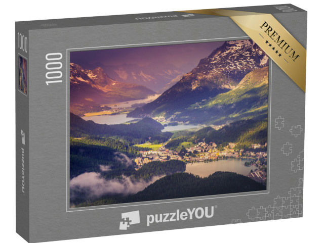 Puzzle de 1000 pièces « Celerina et les lacs de l'Engadine, St. Moritz, Silvaplana »