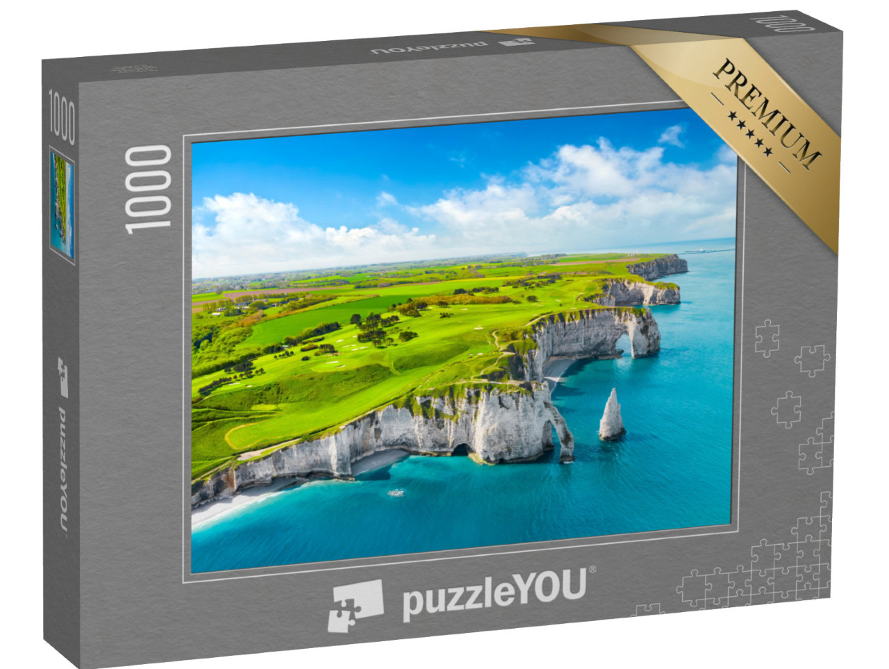 Puzzle de 1000 pièces « Vue aérienne de la belle falaise d'Etretat. Normandie, France, La Manche ou la Manche »